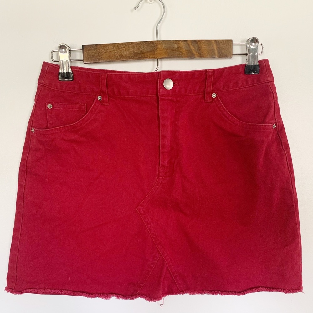 Forever 21 raw hem red skirt Sz small - Picture 1 of 5